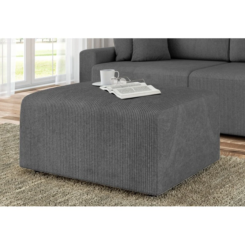 Pouf MILO Velours Côtelé Gris Souris 1 Place 7 Pouf MILO Velours Côtelé Gris Souris 1 Place – Image 5