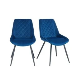 Lot De 2 Chaises ROMY Velours Bleu Pieds En Métal Noir 10 Lot De 2 Chaises ROMY Velours Bleu Pieds En Métal Noir -Mobilia Soldes romy02bu lot de 2 chaises 2