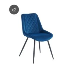 Lot De 2 Chaises ROMY Velours Bleu Pieds En Métal Noir 12 Lot De 2 Chaises ROMY Velours Bleu Pieds En Métal Noir -Mobilia Soldes romy02bu lot de 2 chaises 4