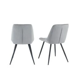 Lot De 2 Chaises ROMY Velours Gris Clair Pieds En Métal Noir 16 Lot De 2 Chaises ROMY Velours Gris Clair Pieds En Métal Noir -Mobilia Soldes romy02gr lot de 2 chaises 4