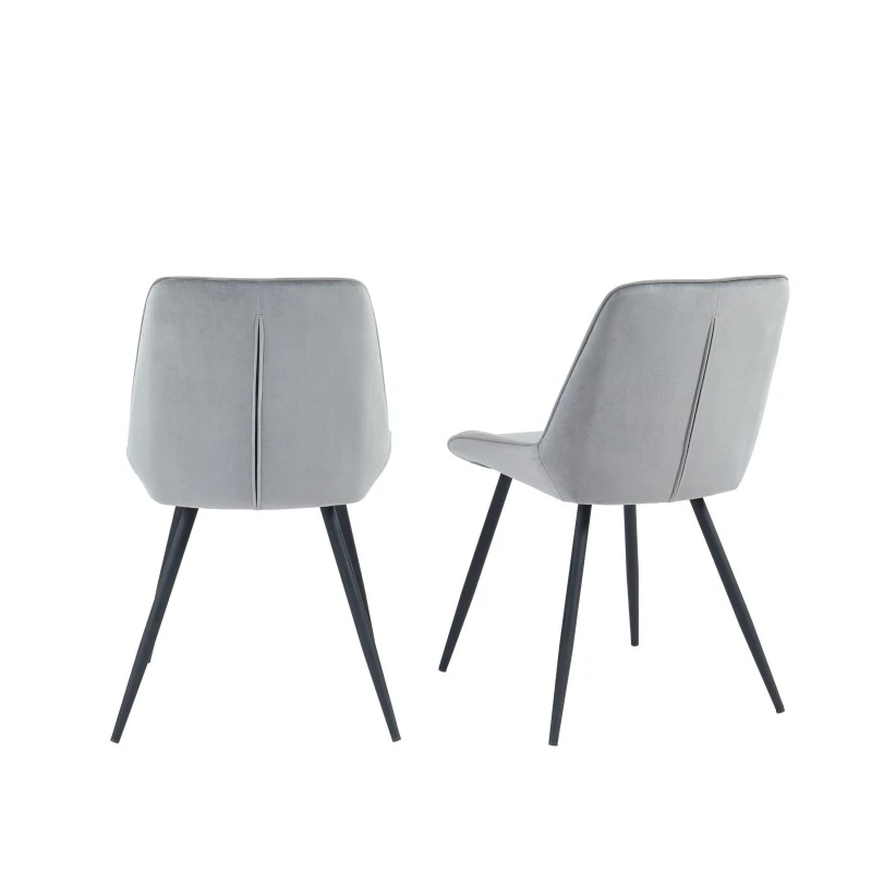 Lot De 2 Chaises ROMY Velours Gris Clair Pieds En Métal Noir 7 Lot De 2 Chaises ROMY Velours Gris Clair Pieds En Métal Noir – Image 5