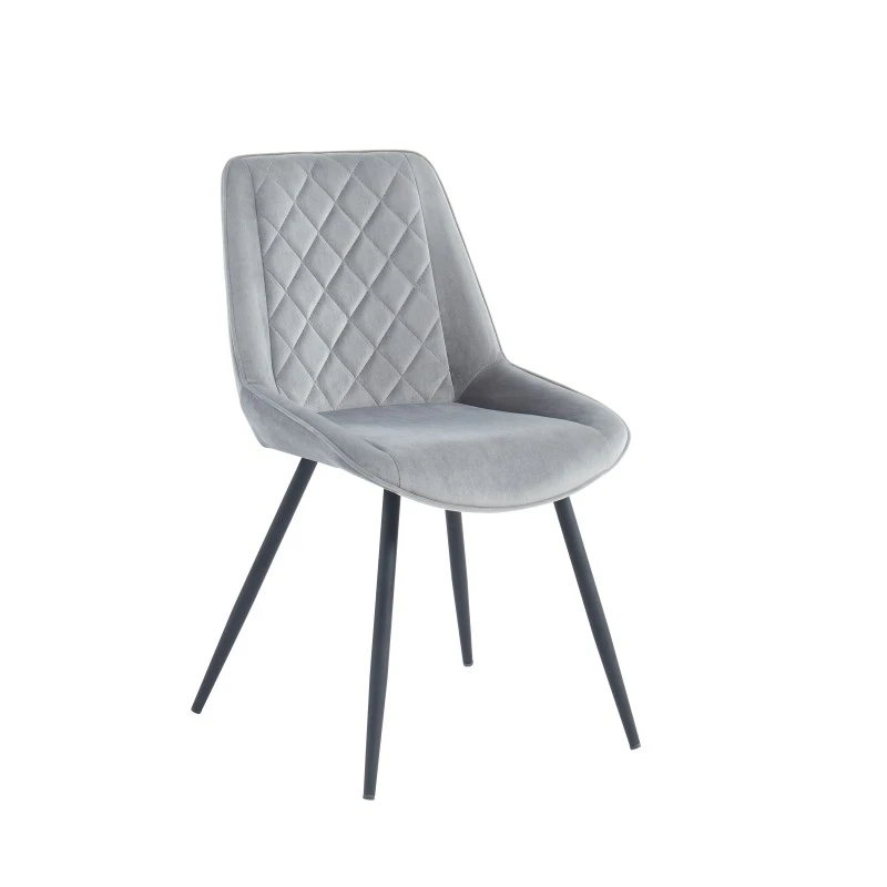 Lot De 2 Chaises ROMY Velours Gris Clair Pieds En Métal Noir 8 Lot De 2 Chaises ROMY Velours Gris Clair Pieds En Métal Noir – Image 6