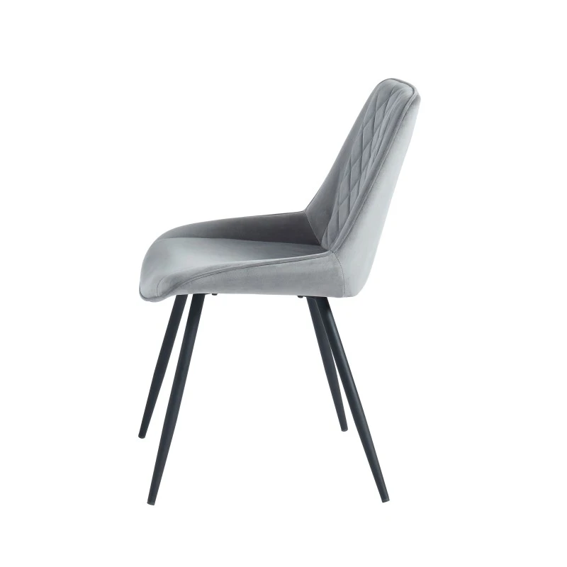 Lot De 2 Chaises ROMY Velours Gris Clair Pieds En Métal Noir 10 Lot De 2 Chaises ROMY Velours Gris Clair Pieds En Métal Noir – Image 8