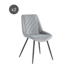 Lot De 2 Chaises ROMY Velours Gris Clair Pieds En Métal Noir 20 Lot De 2 Chaises ROMY Velours Gris Clair Pieds En Métal Noir -Mobilia Soldes romy02gr lot de 2 chaises 8