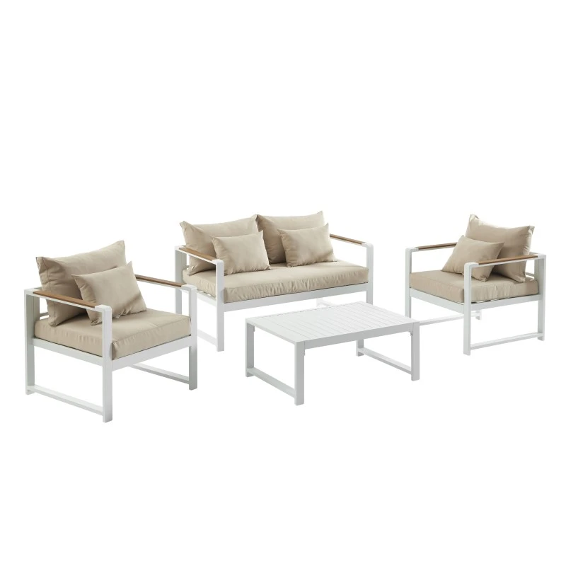 Salon De Jardin ALDO Aluminium 4 Places Coloris Blanc 4 Salon De Jardin ALDO Aluminium 4 Places Coloris Blanc – Image 2