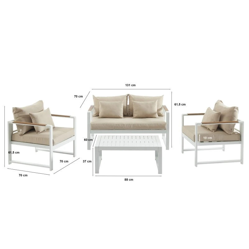 Salon De Jardin ALDO Aluminium 4 Places Coloris Blanc 5 Salon De Jardin ALDO Aluminium 4 Places Coloris Blanc – Image 3