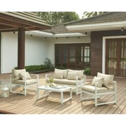 Salon De Jardin ALDO Aluminium 4 Places Coloris Blanc