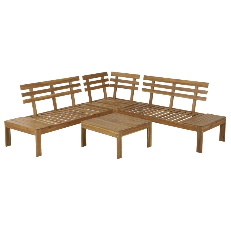 Salon De Jardin AUGUSTA En Bois D’acacia 5 Places Coussins Gris Clair 8 Salon De Jardin AUGUSTA En Bois D’acacia 5 Places Coussins Gris Clair – Image 6