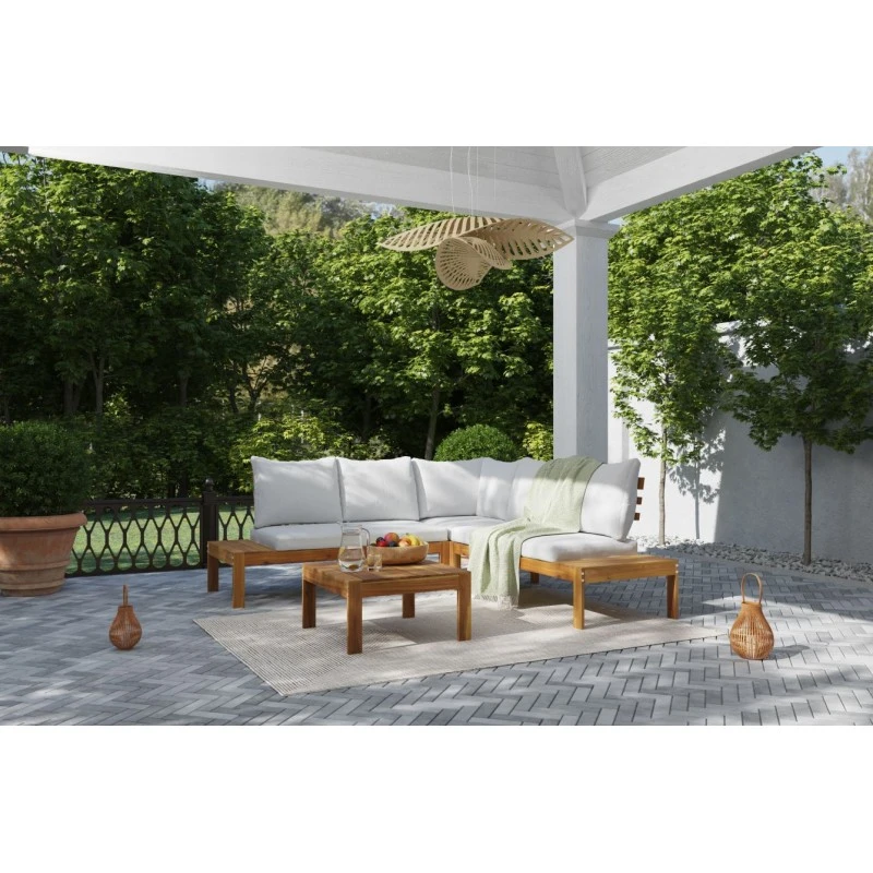 Salon De Jardin AUGUSTA En Bois D’acacia 5 Places Coussins Gris Clair 3 Salon De Jardin AUGUSTA En Bois D’acacia 5 Places Coussins Gris Clair