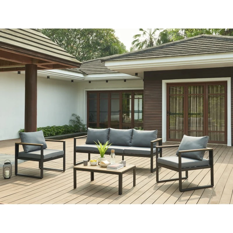Salon De Jardin ELONA 5 Places En Aluminium Coloris Gris Foncé Avec Housse 3 Salon De Jardin ELONA 5 Places En Aluminium Coloris Gris Foncé Avec Housse
