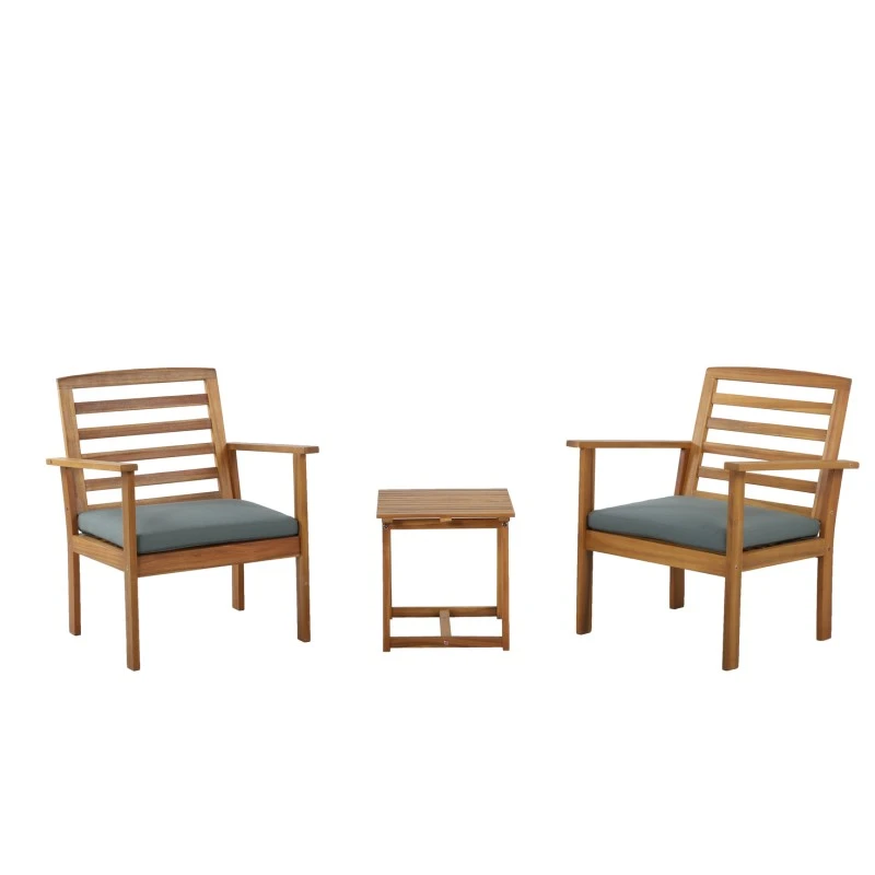 Salon De Jardin LOMA En Bois D'acacia Coloris Vert 2 Places 4 Salon De Jardin LOMA En Bois D'acacia Coloris Vert 2 Places – Image 2