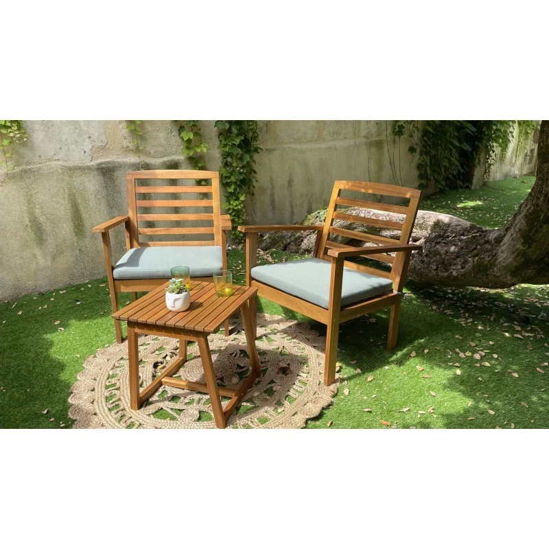 Salon De Jardin LOMA En Bois D'acacia Coloris Vert 2 Places 3 Salon De Jardin LOMA En Bois D'acacia Coloris Vert 2 Places