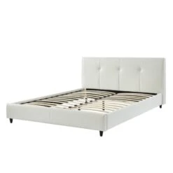 Lit SEGURA Simili Blanc 140x190 Sommier Inclus -Mobilia Soldes segura140bl lit blanc 3