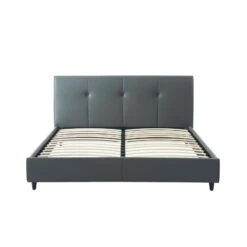 Lit SEGURA Simili Gris 160x200 Sommier Inclus -Mobilia Soldes segura160gr lit 160 cm gris 2