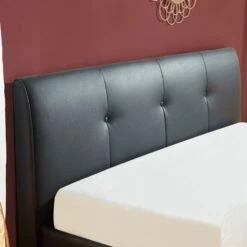 Lit Coffre SEGURO Simili Noir 140x190 Sommier Inclus -Mobilia Soldes seguro140no lit coffre noir 3