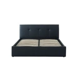 Lit Coffre SEGURO Simili Noir 140x190 Sommier Inclus -Mobilia Soldes seguro140no lit coffre noir 4