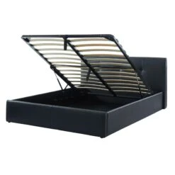 Lit Coffre SEGURO Simili Noir 140x190 Sommier Inclus -Mobilia Soldes seguro140no lit coffre noir 5
