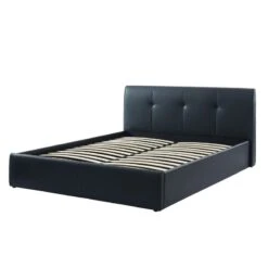 Lit Coffre SEGURO Simili Noir 140x190 Sommier Inclus -Mobilia Soldes seguro140no lit coffre noir 6