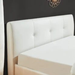 Lit Coffre SEGURO Simili Blanc Coffre 160x200 Sommier Inclus -Mobilia Soldes seguro160bl lit coffre blanc 3