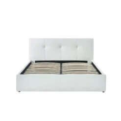 Lit Coffre SEGURO Simili Blanc Coffre 160x200 Sommier Inclus -Mobilia Soldes seguro160bl lit coffre blanc 4