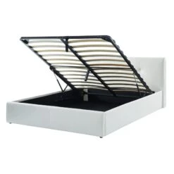Lit Coffre SEGURO Simili Blanc Coffre 160x200 Sommier Inclus -Mobilia Soldes seguro160bl lit coffre blanc 5