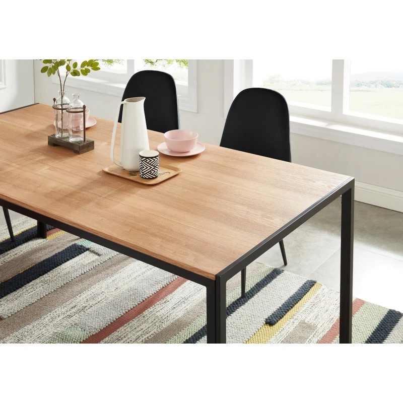 Table De Séjour SOHO Placage Bois Et Métal Noir 180cm 5 Table De Séjour SOHO Placage Bois Et Métal Noir 180cm – Image 3