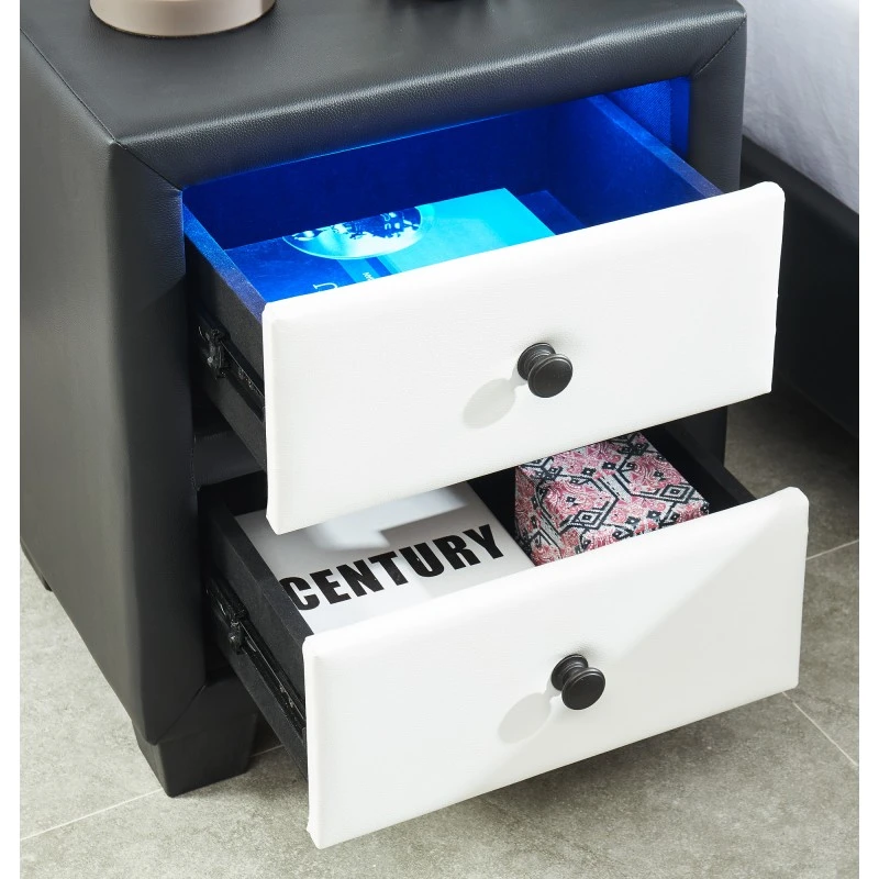 Table De Chevet SOLAR LED Noir Et Blanc L46cm 5 Table De Chevet SOLAR LED Noir Et Blanc L46cm – Image 3