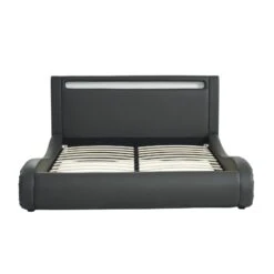 Lit SOLAR LED Gris Et Blanc 160x200cm -Mobilia Soldes solar lit 160 led gris blanc leds multicolores noir blanc 160x200cm 2