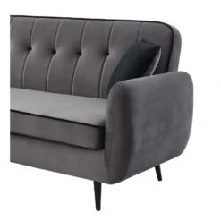 Canapé D'angle SWEETY Velours Gris Pieds Métal Noir 4 Places Et 2 Coussins -Mobilia Soldes sweetyanfxvvgr canape 3pl 3