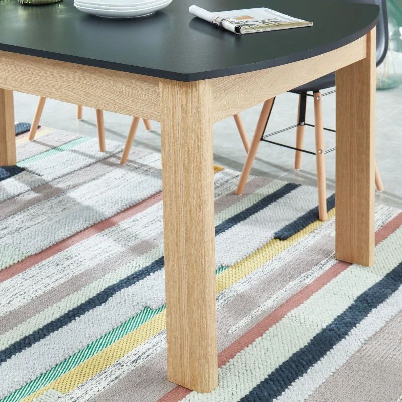 Table à Manger DAVIA Noir Et Effet Chêne 180cm 5 Table à Manger DAVIA Noir Et Effet Chêne 180cm – Image 3