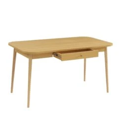 Table à Manger MACARON Effet Chêne Avec Tiroir -Mobilia Soldes table a manger macaron effet chene avec tiroir 5