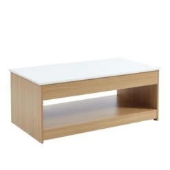 Table Basse AMOS Blanc Et Effet Chêne Plateau Revelable 14 Table Basse AMOS Blanc Et Effet Chêne Plateau Revelable -Mobilia Soldes table basse amos decor bois et blanc plateau relevable l110cm 4