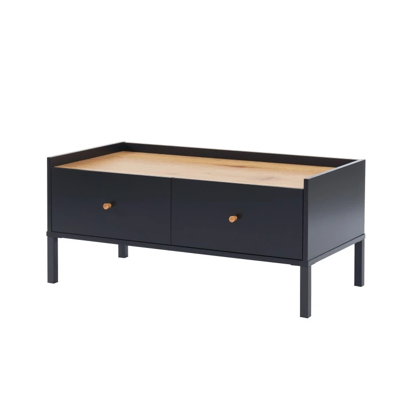Table Basse ARCHI Noir Et Effet Bois 90cm 7 Table Basse ARCHI Noir Et Effet Bois 90cm – Image 5