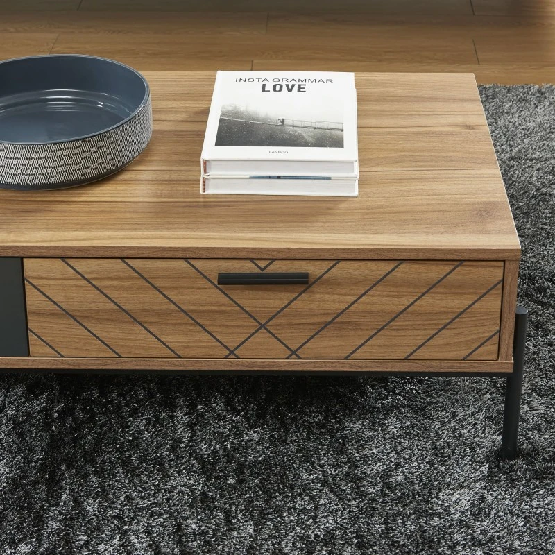 Table Basse GEOMA Effet Chêne Foncé Et Gris L115cm 7 Table Basse GEOMA Effet Chêne Foncé Et Gris L115cm – Image 5