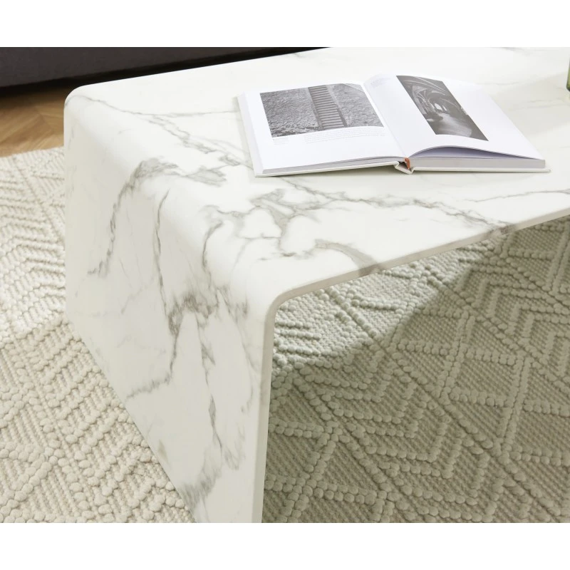 Table Basse GINZA Verre Courbé Effet Marbre 120cm 5 Table Basse GINZA Verre Courbé Effet Marbre 120cm – Image 3