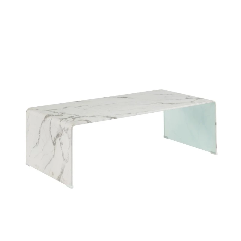 Table Basse GINZA Verre Courbé Effet Marbre 120cm 6 Table Basse GINZA Verre Courbé Effet Marbre 120cm – Image 4