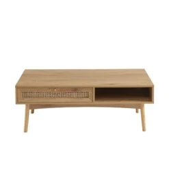 Table Basse INES Effet Chêne Et Cannage Rotin -Mobilia Soldes table basse ines effet chene et cannage rotin 3