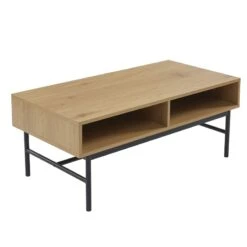Table Basse JAMES Effet Chêne Pieds Métal Noir 11 Table Basse JAMES Effet Chêne Pieds Métal Noir -Mobilia Soldes table basse james effet chene pieds metal noir 3