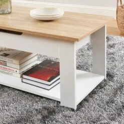 Table Basse JULIETTE Blanc Et Effet Chêne 1 Tiroir 12 Table Basse JULIETTE Blanc Et Effet Chêne 1 Tiroir -Mobilia Soldes table basse juliette blanc et effet chene 1 tiroir 2