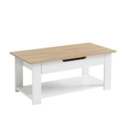 Table Basse JULIETTE Blanc Et Effet Chêne 1 Tiroir 13 Table Basse JULIETTE Blanc Et Effet Chêne 1 Tiroir -Mobilia Soldes table basse juliette blanc et effet chene 1 tiroir 3