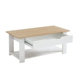 Table Basse JULIETTE Blanc Et Effet Chêne 1 Tiroir 14 Table Basse JULIETTE Blanc Et Effet Chêne 1 Tiroir -Mobilia Soldes table basse juliette blanc et effet chene 1 tiroir 4