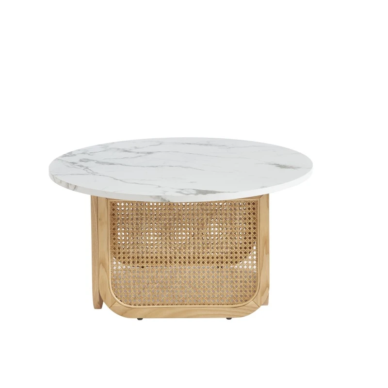 Table Basse LEON Effet Marbre Et Cannage Rotin 80cm 9 Table Basse LEON Effet Marbre Et Cannage Rotin 80cm – Image 7