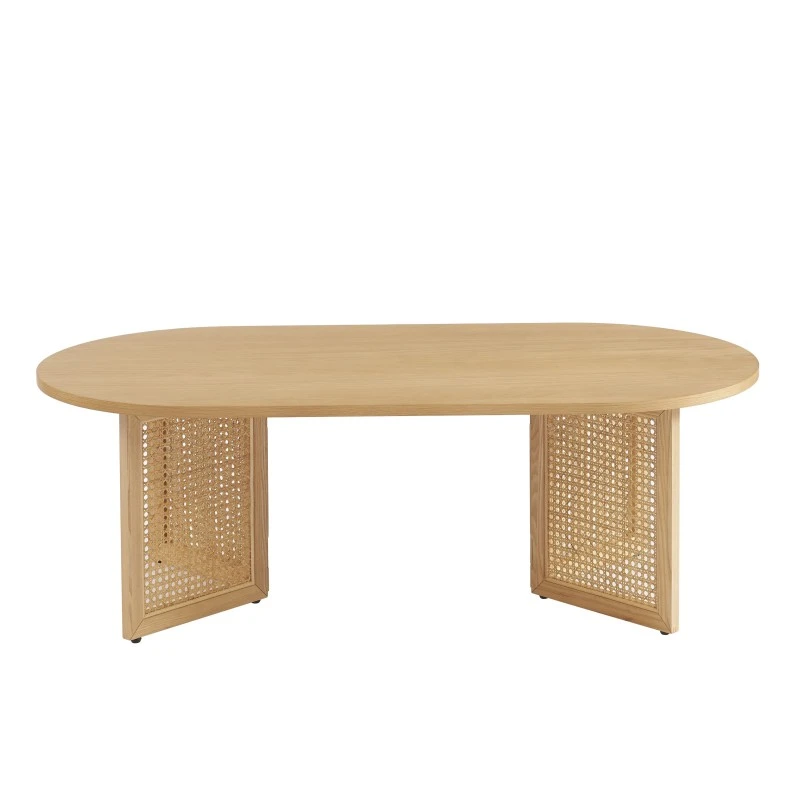Table Basse LEON Placage Chêne Et Cannage Rotin 120cm 8 Table Basse LEON Placage Chêne Et Cannage Rotin 120cm – Image 6