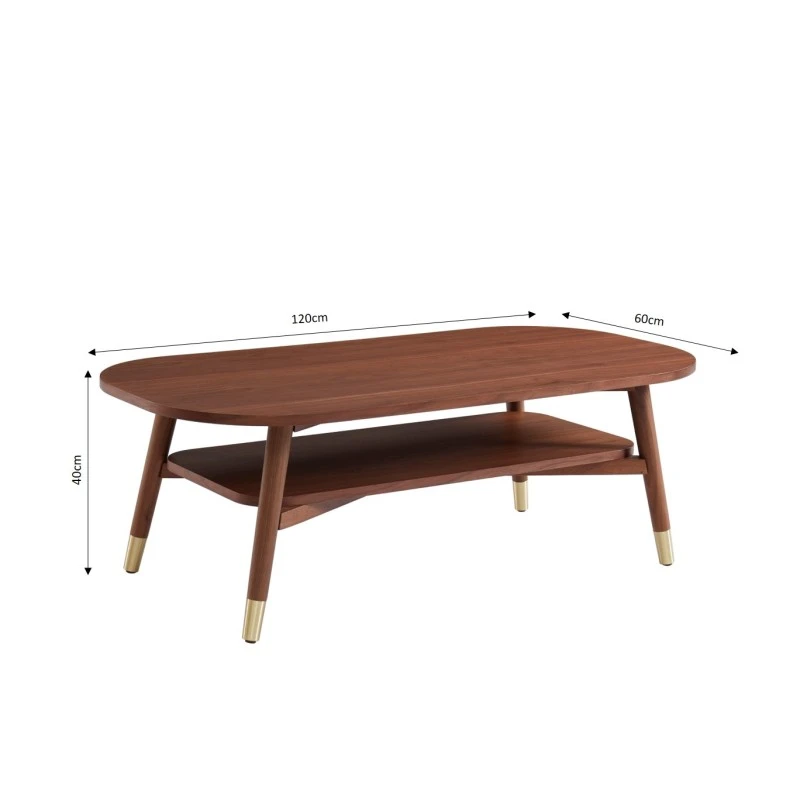 Table Basse MARCELLO Placage Noyer Double Plateau 120cm 4 Table Basse MARCELLO Placage Noyer Double Plateau 120cm – Image 2