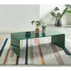 Table Basse PANTONE Verre Courbé Vert Olive 120cm