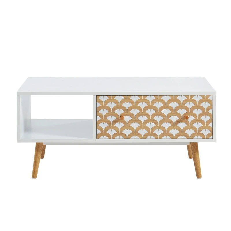 Table Basse UTAH Blanc Et Effet Bois 90cm 8 Table Basse UTAH Blanc Et Effet Bois 90cm – Image 6