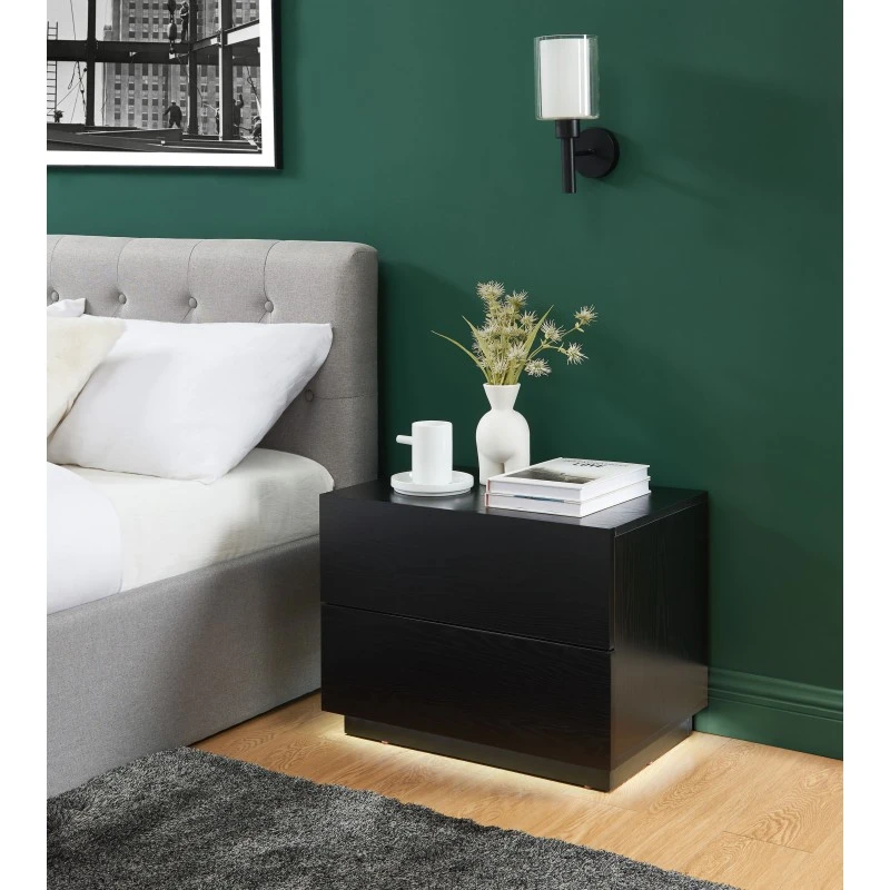 Table De Chevet à Led MORPHEE Noire 2 Tiroirs 7 Table De Chevet à Led MORPHEE Noire 2 Tiroirs – Image 5