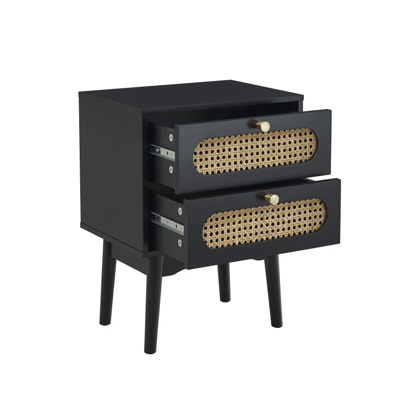 Table De Chevet ANATOLE Noir Et Cannage Rotin 7 Table De Chevet ANATOLE Noir Et Cannage Rotin – Image 5