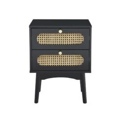 Table De Chevet ANATOLE Noir Et Cannage Rotin 13 Table De Chevet ANATOLE Noir Et Cannage Rotin -Mobilia Soldes table de chevet anatole noir et cannage rotin 4