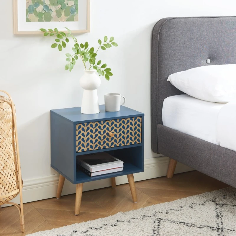 Table De Chevet CAPUCINE Bleu Pétrole Et Effet Chêne 40cm 5 Table De Chevet CAPUCINE Bleu Pétrole Et Effet Chêne 40cm – Image 3